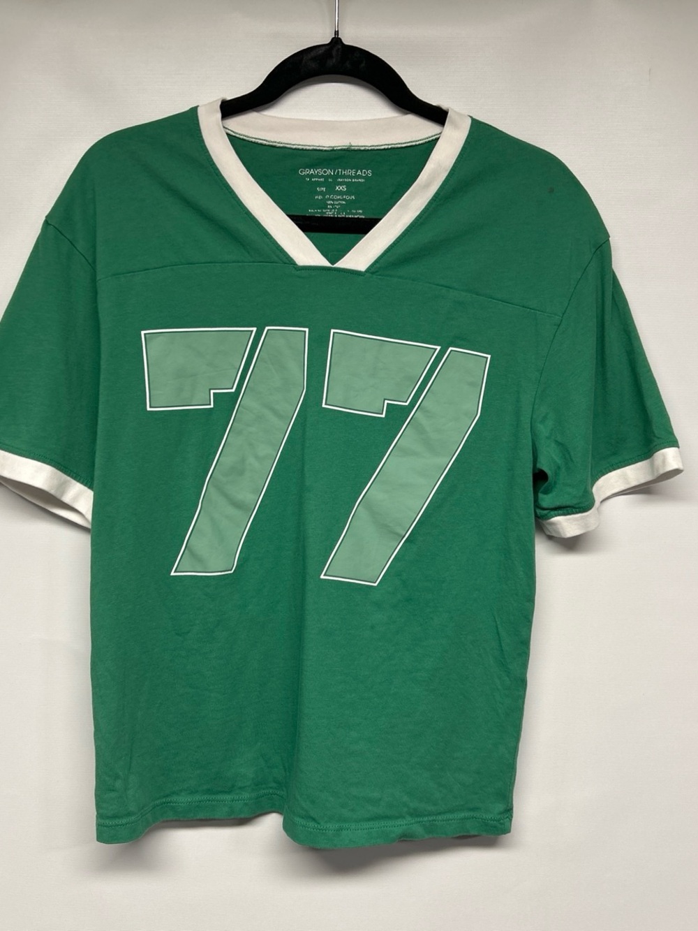 Grayson Threads Green V-Neck '77 Graphic Tee with White Trim